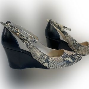Cole Haan Leather Snake Print Wedge Heel